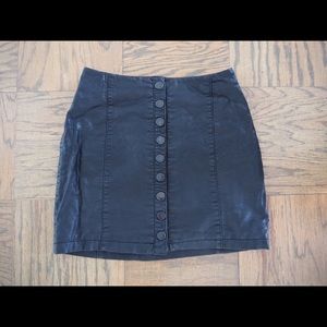 Free People Black Leather Mini Skirt